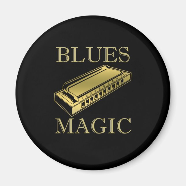 Blues Magic Instrument Harmonica Music Sound Gift Magnet (Vorne)