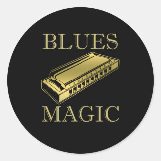Blues Magic Instrument Harmonica Music Sound Gift Runder Aufkleber