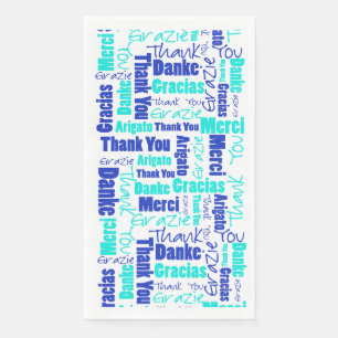 Blues Multilingual danke Typografy Collage Serviette