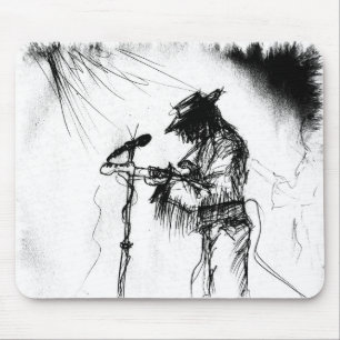 Blues Music Guitar Player und Band auf Bühne Mousepad