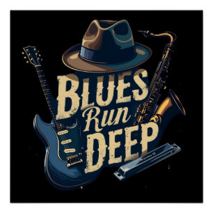 Blues-Musik Retro-Ästhetik Vintage-Jazz Poster