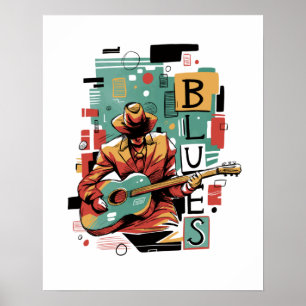 Blues Musiker abstrakt Poster