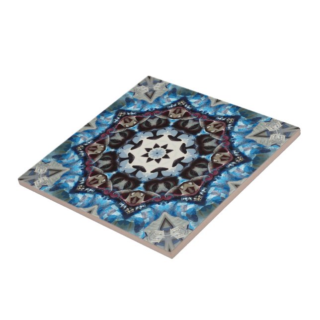 Blues Oktagon Kaleidoskop Fliese (Seite)