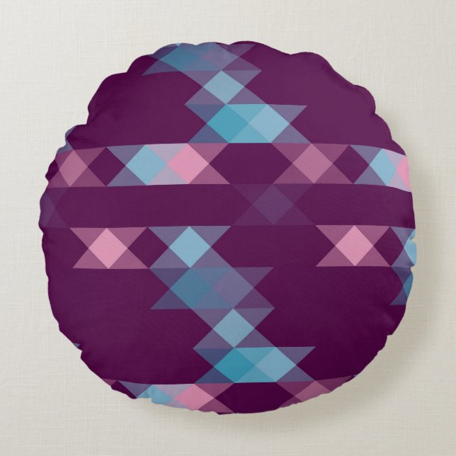 blues, pinks and purple geometric rundes kissen (Vorderseite)