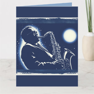 Blues-Saxophonspieler Pop-Art-Musiker Musik Karte