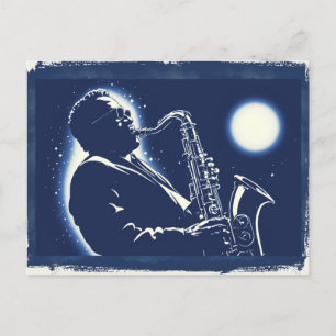 Blues-Saxophonspieler Pop-Art-Musiker Musik Postkarte