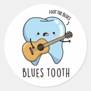 Blues Tooth Funny Dental Music Pub Runder Aufkleber