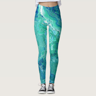 Blues-u. Grüntöne-abstrakte Leggings - "Atlantis "