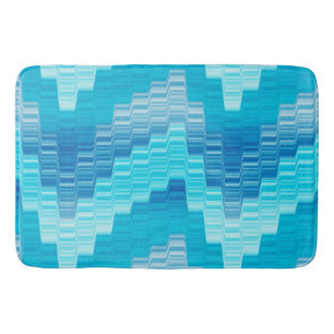 Blues und geometrisch weiße Badematte