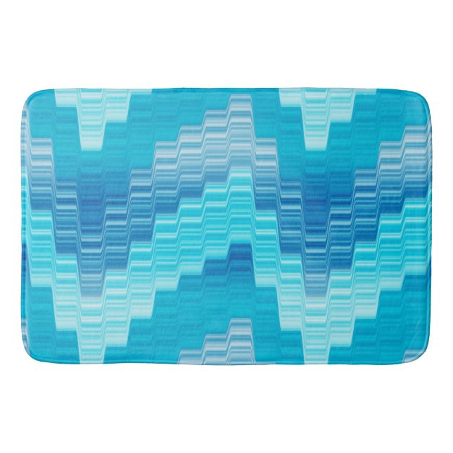 Blues und geometrisch weiße Badematte (Vorderseite)