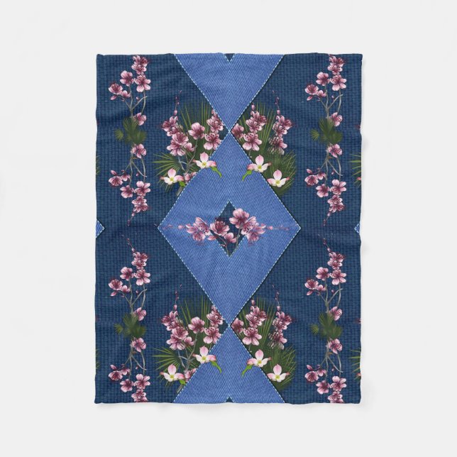 Blues und getekte Diamantenmuster Fleece leer (Vorderseite)