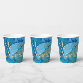 Blues und Golds 8 oz. Pappbecher