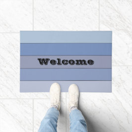 Blues und Graufarbstreifen auf Aquarellpapier Fußmatte