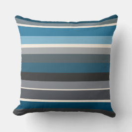 Blues und Graustreifen Kissen