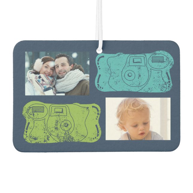 Blues und Grüntöne von Kameras nach Maß Autolufterfrischer (Vorderseite)