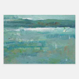 Blues und Teals Abstrakte Abstrakte Strandküste Geschenkpapier Set