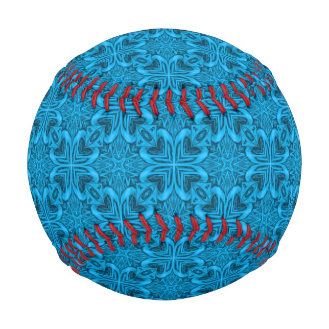 Blues Vintages blaues Fraktal Kaleidoskop Baseball (Vorderseite)