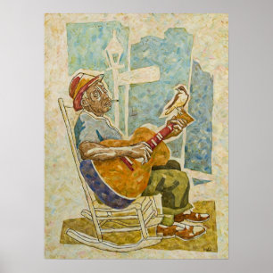 "Blues-Vogel-" Druck Poster