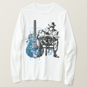 Bluesgitarrenmannmusik-T-Shirt lange Hülsen T-Shirt