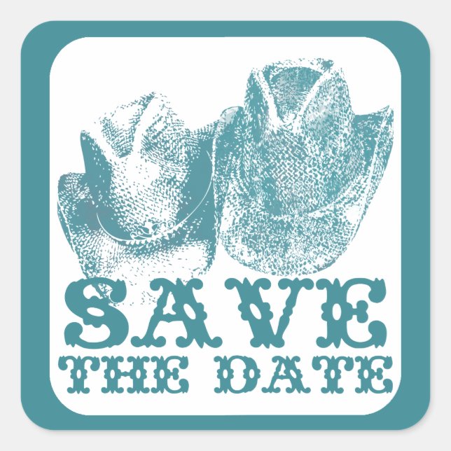 Bluestone Aquamariner Western Reitfarm Quadratischer Aufkleber (Vorderseite)