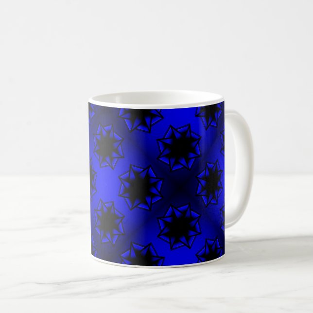 Bluesy Blue Gradient Star Bow Kaffeetasse (VorderseiteRechts)