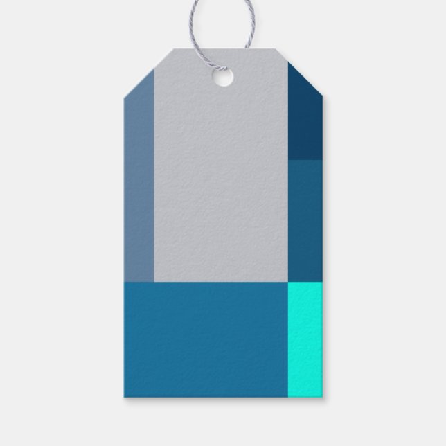 Bluesy-Blues und Graufarbblock-Druck Geschenkanhänger (Vorderseite)