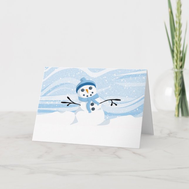 Bluesy Snowman Card Feiertagskarte (Vorderseite)