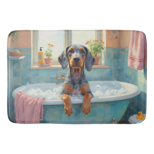Bluetick Coonhound Bath Time Cozy Bathroom Decor Badematte (Vorderseite)