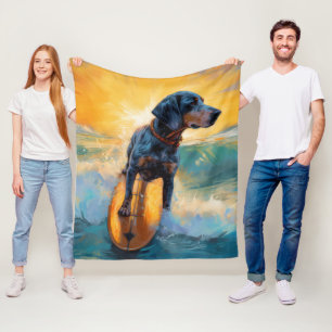 Bluetick Coonhound Beach Surfmalerei Fleecedecke