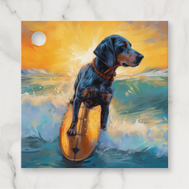 Bluetick Coonhound Beach Surfmalerei Geschenkanhänger (Vorderseite)