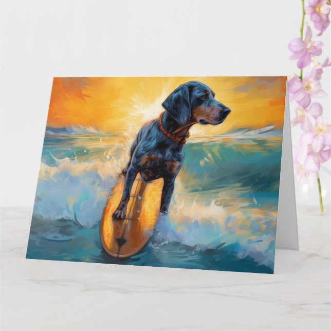 Bluetick Coonhound Beach Surfmalerei Karte (Orchidee)