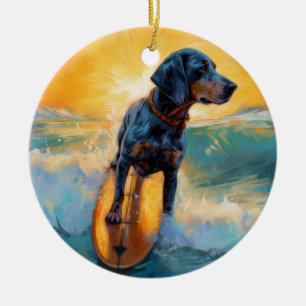 Bluetick Coonhound Beach Surfmalerei Keramik Ornament