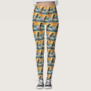 Bluetick Coonhound Beach Surfmalerei Leggings
