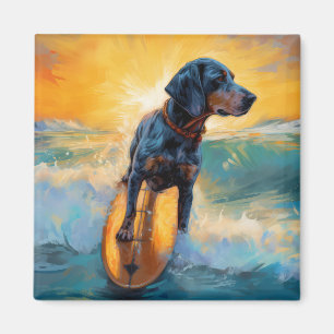 Bluetick Coonhound Beach Surfmalerei Magnet