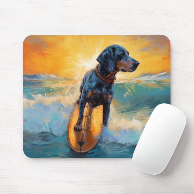 Bluetick Coonhound Beach Surfmalerei Mousepad (Mit Mouse)