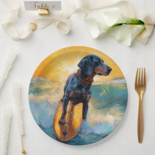 Bluetick Coonhound Beach Surfmalerei Pappteller