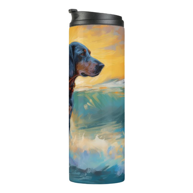 Bluetick Coonhound Beach Surfmalerei Thermosbecher (Nach rechts gedreht)