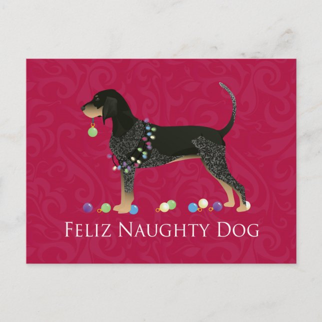 Bluetick Coonhound Christmas Feiertagspostkarte (Vorderseite)