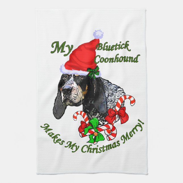 Bluetick Coonhound Christmas Geschirrtuch (Vertikal)