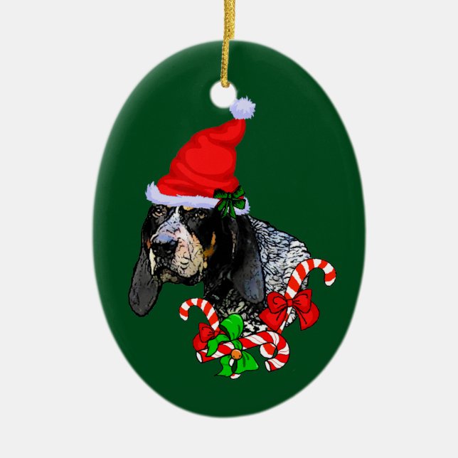 Bluetick Coonhound Christmas Keramik Ornament (Vorne)