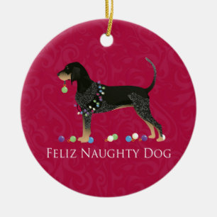 Bluetick Coonhound Christmas Keramikornament