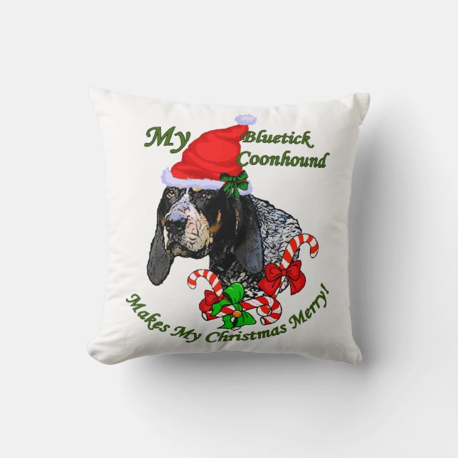 Bluetick Coonhound Christmas Kissen (Vorderseite)
