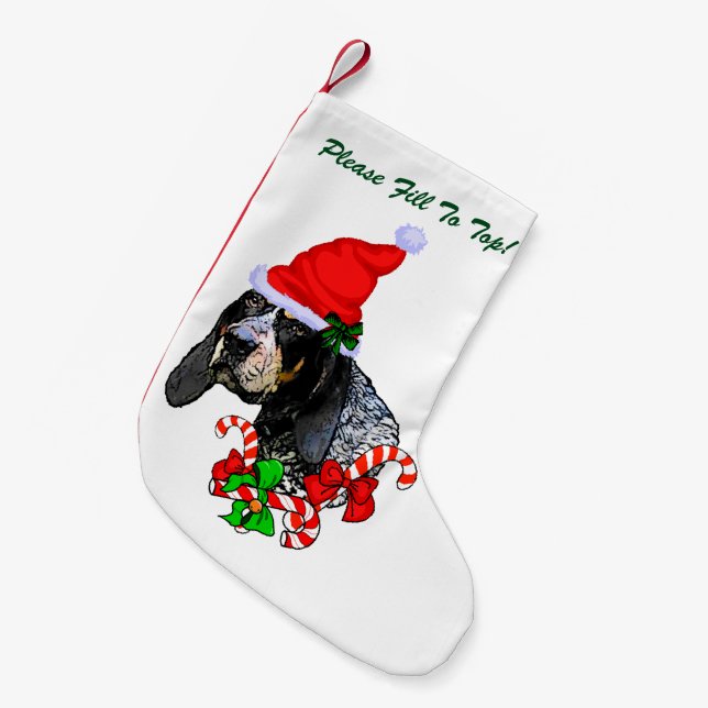 Bluetick Coonhound Christmas Kleiner Weihnachtsstrumpf (Vorderansicht (hängend))
