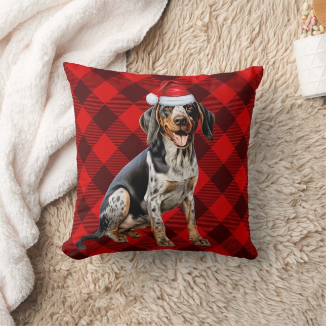 Bluetick Coonhound Dog Buffalo Kariert Weihnachten Kissen (Decke)