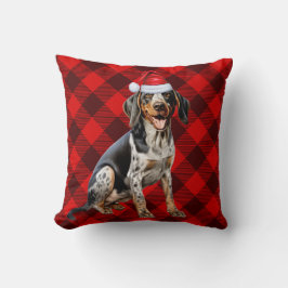 Bluetick Coonhound Dog Buffalo Kariert Weihnachten Kissen