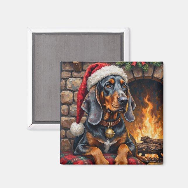 Bluetick Coonhound Dog Cozy Lodge Christmas Magnet (Vorderseite/Rückseite)