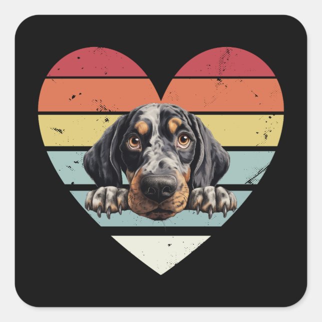 Bluetick Coonhound Dog Quadratischer Aufkleber (Vorderseite)