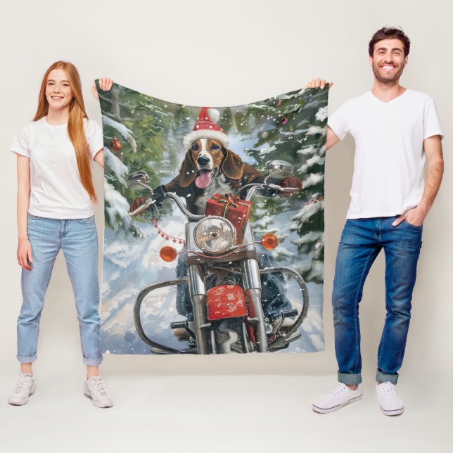 Bluetick Coonhound Dog Riding Motorrad Weihnachten Fleecedecke (Beispiel)