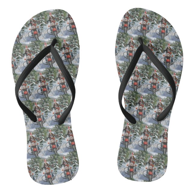 Bluetick Coonhound Dog Riding Motorrad Weihnachten Flip Flops (Fußbett)