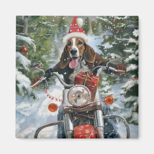 Bluetick Coonhound Dog Riding Motorrad Weihnachten Magnet